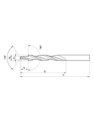 Broca escalon mltp guías DIN8378 HSS 180grados M3