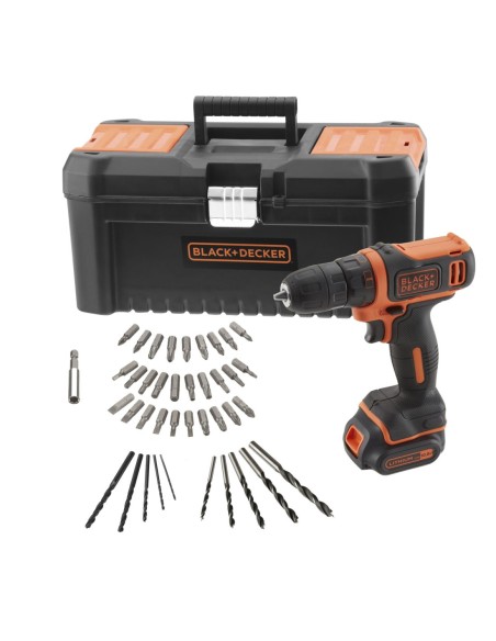 BDCDD121KA-QW - Taladro Atornillador 10,8V con 1 batería 1,5Ah de Litio, 40 accesorios, cargador y caja de herramientas 16