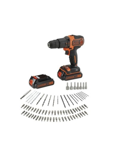BDCHD18BAFC-QW - Taladro Percutor 18V con 2 baterías 1,5Ah, 80 accesorios, cargador y maletín