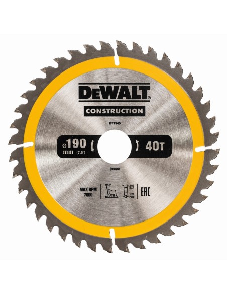 DT1945-QZ - Hoja para construcción 190x30mm 40T (AC)