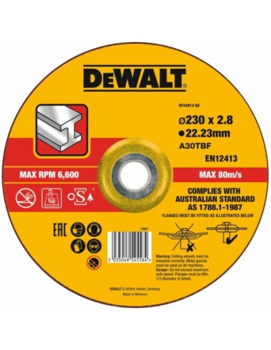 DT43913-QZ - Disco de corte concavo para metal con grano profesional de óxido de alumínio