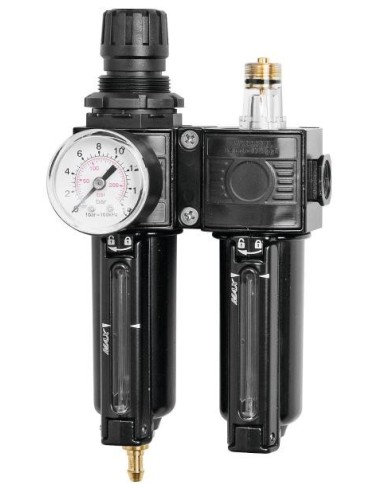 TRATAMIENTO DE AIRE, FILTRO + REGULADOR + LUBRICADOR, 1/4 BSP (HH)