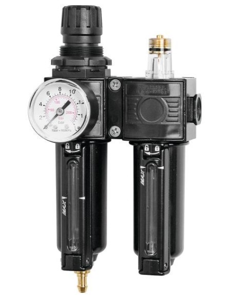 TRATAMIENTO DE AIRE, FILTRO + REGULADOR + LUBRICADOR, 1/4 BSP (HH)
