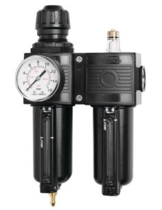 TRATAMIENTO DE AIRE, FILTRO + REGULADOR + LUBRICADOR, 1/2 BSP (HH) CON ADAPTADORES DE 1/2 BSP (M) Y 3/8 BSP (H)