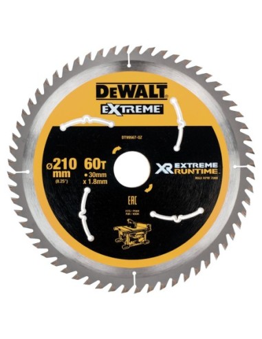 DT99567-QZ - Hojas para Sierra Circular Estacionaria XR EXTREME RUNTIME 210mm x 30mm 60D