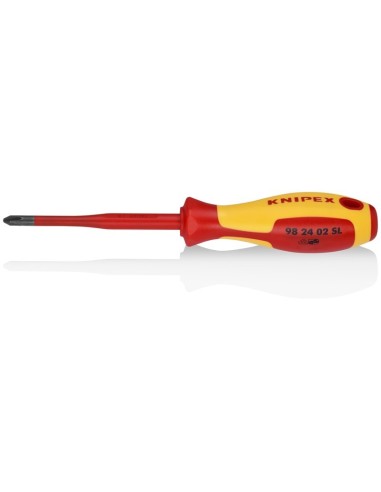 Destornillador (Slim) para tornillos cruciformes Phillips mango aislante en dos componentes, según norma VDE bruñido 212 mm KN