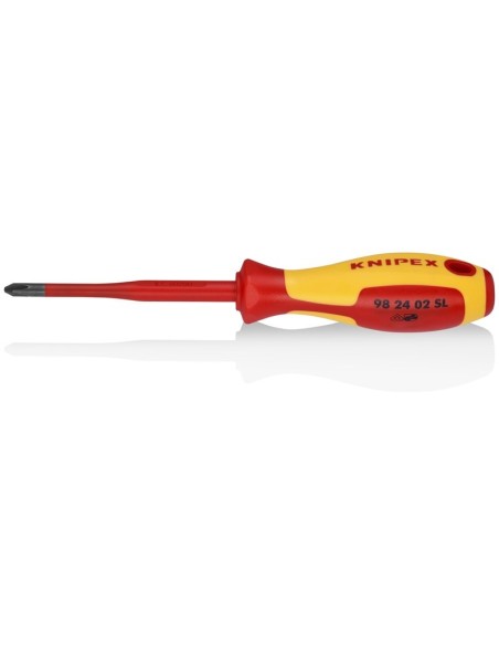 Destornillador (Slim) para tornillos cruciformes Phillips mango aislante en dos componentes, según norma VDE bruñido 212 mm KN