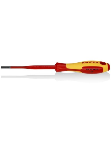 Destornillador (Slim) para tornillos planos mango aislante en dos componentes, según norma VDE bruñido 202 mm KNIPEX 98 20 40 S