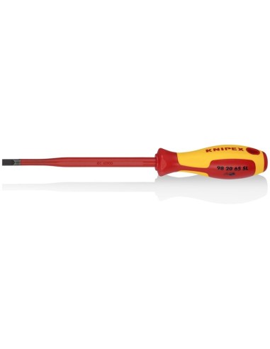 Destornillador (Slim) para tornillos planos mango aislante en dos componentes, según norma VDE bruñido 262 mm KNIPEX 98 20 65 S