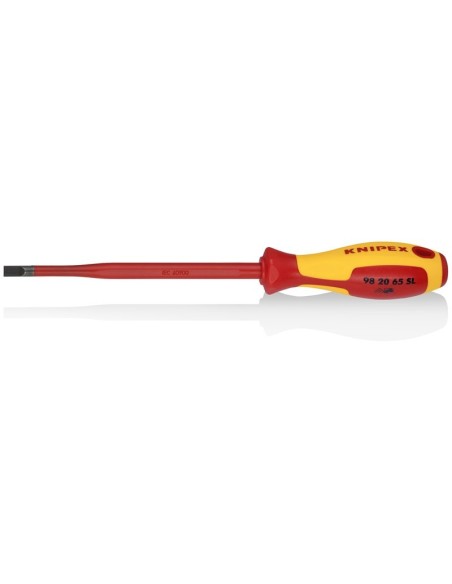 Destornillador (Slim) para tornillos planos mango aislante en dos componentes, según norma VDE bruñido 262 mm KNIPEX 98 20 65 S