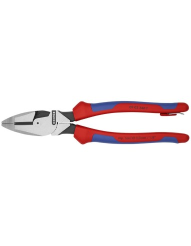Alicate universal de fuerza Lineman con anilla de fijación modelo americano con fundas multicomponentes, con anilla de fija