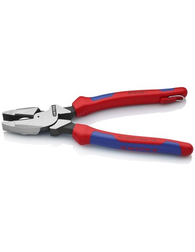 Alicate universal de fuerza Lineman con anilla de fijación modelo americano con fundas multicomponentes, con anilla de fija
