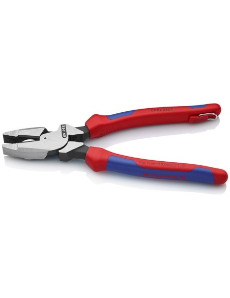 Alicate universal de fuerza Lineman con anilla de fijación modelo americano con fundas multicomponentes, con anilla de fija