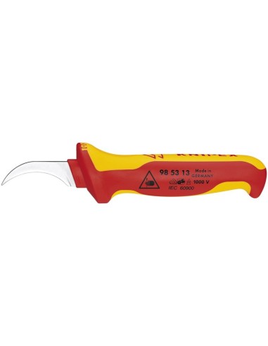 Cuchillo pelacables mango aislante en dos componentes, según norma VDE 190 mm KNIPEX 98 53 13