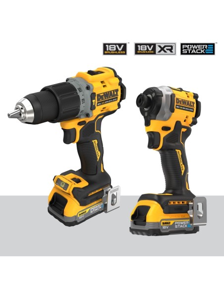 DCK2050E2T-QW KIT XR 18V  DCD805 Taladro Percutor + DCF850 Atornillador Impacto + 2 baterías POWERSTACK + maletín TSTAK