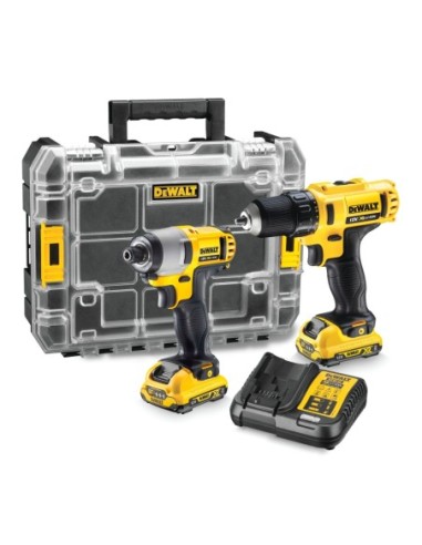 DCK211D2T-QW - KIT 10,8V  Taladro Atornillador XR + Atornillador Impacto XR + Organizador TSTAK