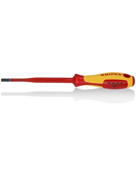 Destornillador (Slim) para tornillos planos mango aislante en dos componentes, según norma VDE bruñido 232 mm KNIPEX 98 20 55 S