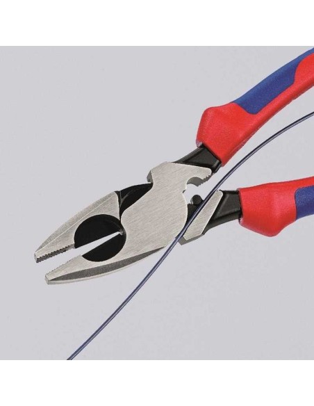 Alicate universal de fuerza Lineman modelo americano con fundas esbeltas en dos componentes, con anilla de fijación integra