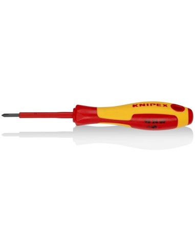 Destornillador para tornillos cruciformes Phillips mango aislante en dos componentes, según norma VDE bruñido 162 mm KNIPEX 98
