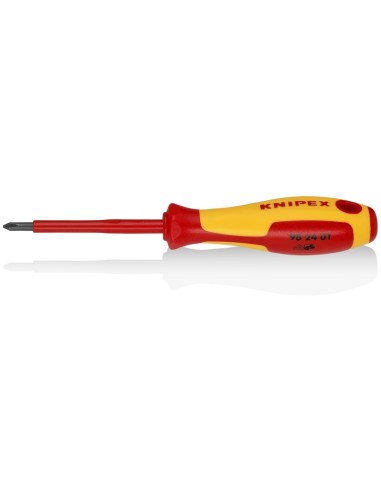 Destornillador para tornillos cruciformes Phillips mango aislante en dos componentes, según norma VDE bruñido 187 mm KNIPEX 98