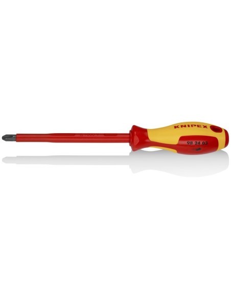 Destornillador para tornillos cruciformes Phillips mango aislante en dos componentes, según norma VDE bruñido 270 mm KNIPEX 98