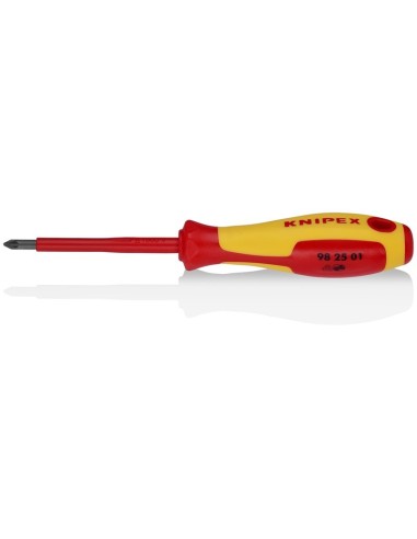 Destornillador para tornillos cruciformes Pozidriv mango aislante en dos componentes, según norma VDE bruñido 187 mm KNIPEX 98