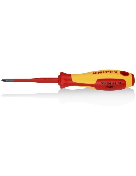Destornillador (Slim) para tornillos cruciformes Phillips mango aislante en dos componentes, según norma VDE bruñido 187 mm KN