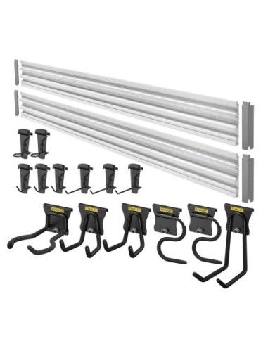 2 raíles Vesatrack + 18 ganchos variados