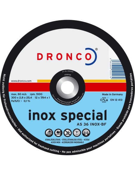 Disco de corte metal A 36 INOX Special