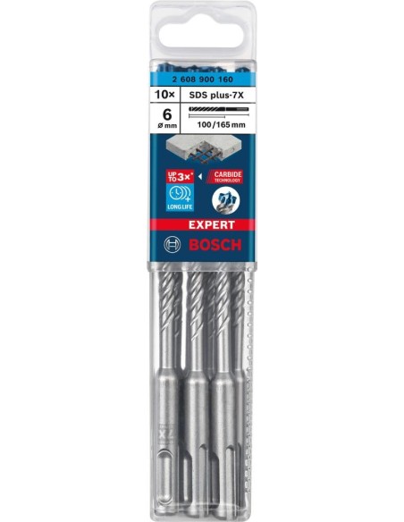 Broca percut. SDS-plus 7x6x100x165mm 10St EXPERT Bosch