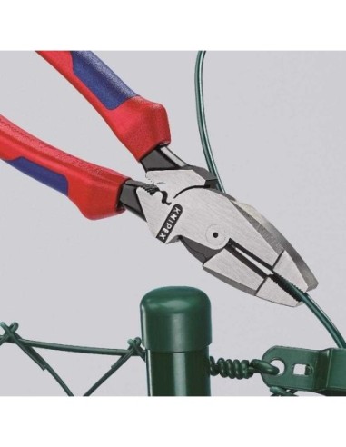 Alicate universal de fuerza Lineman modelo americano con fundas esbeltas en dos componentes, con anilla de fijación integra