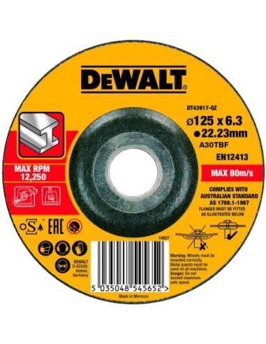 DT43917-QZ - Disco de desbaste concavo para metal con grano profesional de óxido de alumínio