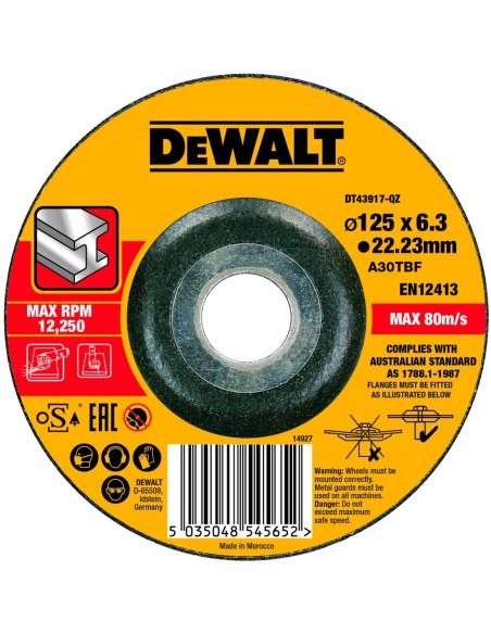 DT43917-QZ - Disco de desbaste concavo para metal con grano profesional de óxido de alumínio