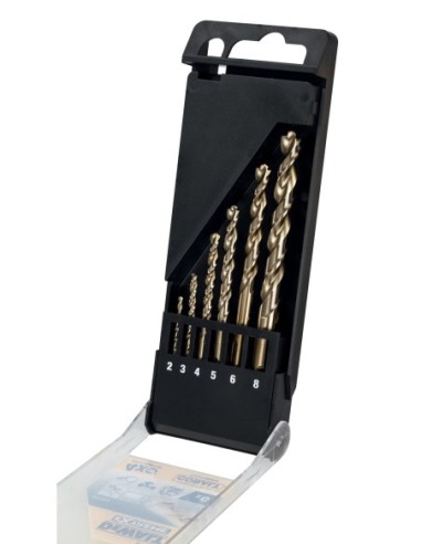 DT4956-QZ - Juego de 6 brocas de cobalto HSS-CO para metal en cassette de plástico