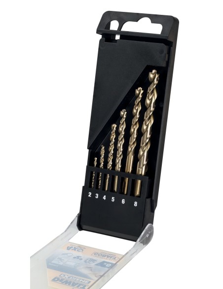 DT4956-QZ - Juego de 6 brocas de cobalto HSS-CO para metal en cassette de plástico