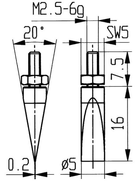 Calibre de medición acerotipo 20/ 5.0mm KÄFER