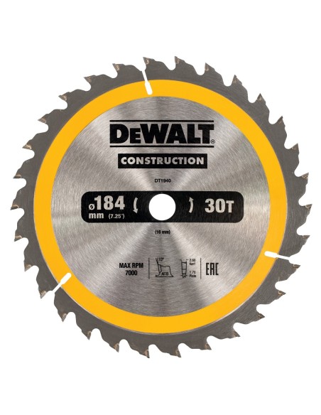 DT1940-QZ - Hoja para construcción 184x16mm 30T (AC)