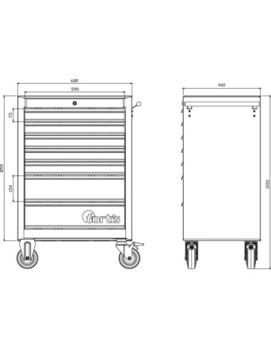 Carro de taller 760x460x1000mm FORTIS