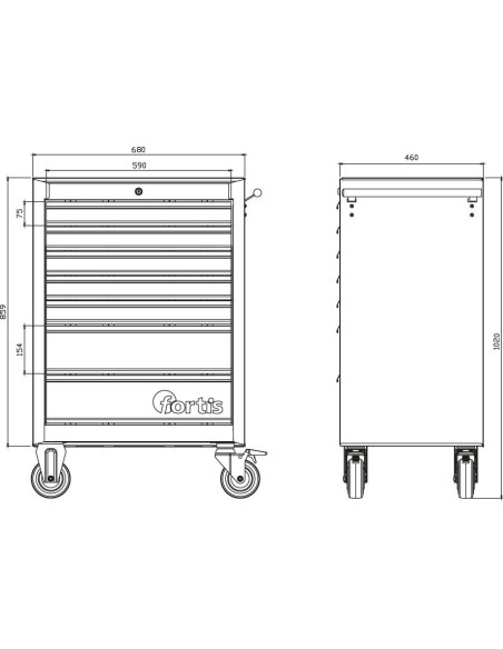 Carro de taller 760x460x1000mm FORTIS