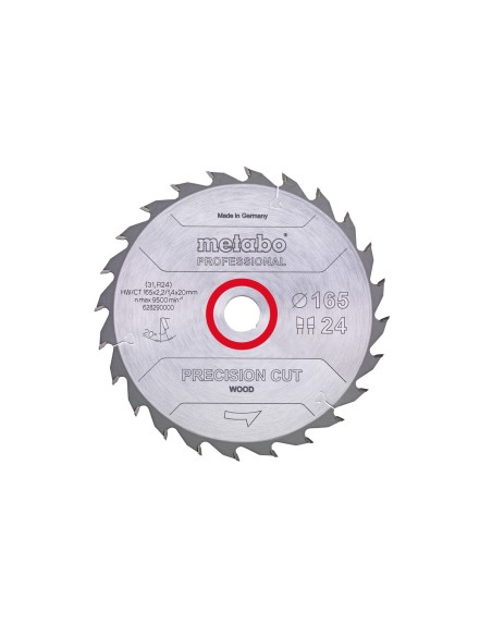 Hoja de sierra precision cut wood - professional, 165x20 Z24 DI 20° (628290000)
