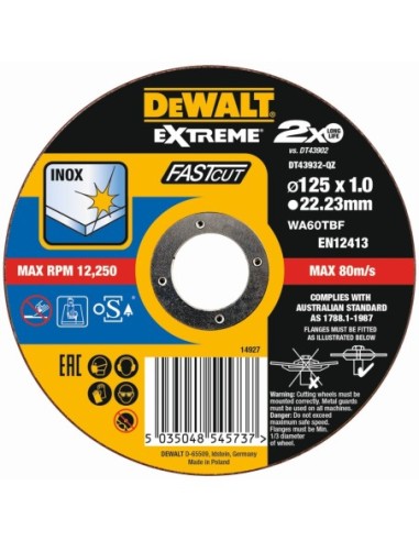 DT43932-QZ - Disco de corte plano EXTREME Fast Cut para INOX