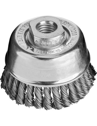 Cepillo copa alam. acero trenzado 65x0,5mm Alambretrenzado 30x6mm Lessmann