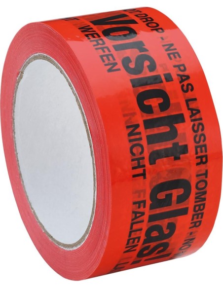 Cinta adhesiva PVC 50mmx66m Cuidado cristal 4 idiomas