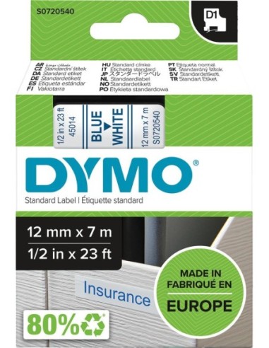Cinta escritura D1 45014 azul/blanco 12mmx7m DYMO