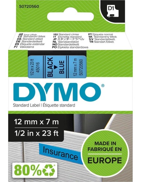 Cinta escritura D1 45016 negro/azul 12mmx7m DYMO
