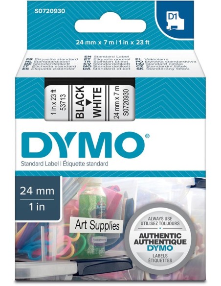 Cinta escritura D1 53713 negro/blanco 24mmx7m DYMO