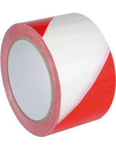 Cinta de señalización PVCautoadhesiva 60mmx66m roja/blanca