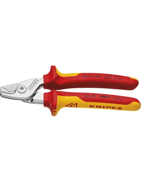 Cizalla p/ cable VDE con Mango varios componentes de 160mm cabeza delgada KNIPEX