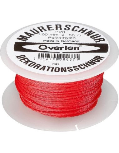 Cordel albañil polietileno 1mmx50m rojo OVERMANN