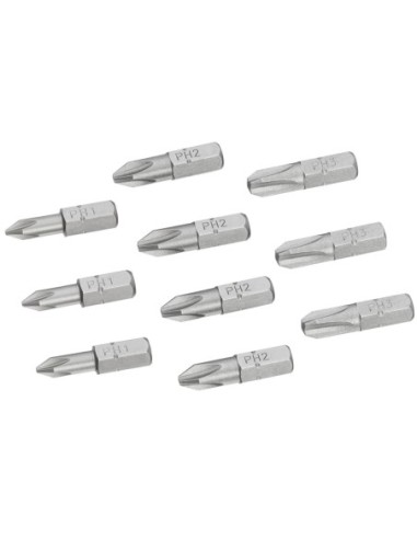 Juego de 10 puntas para atornillar Phillips 25 mm